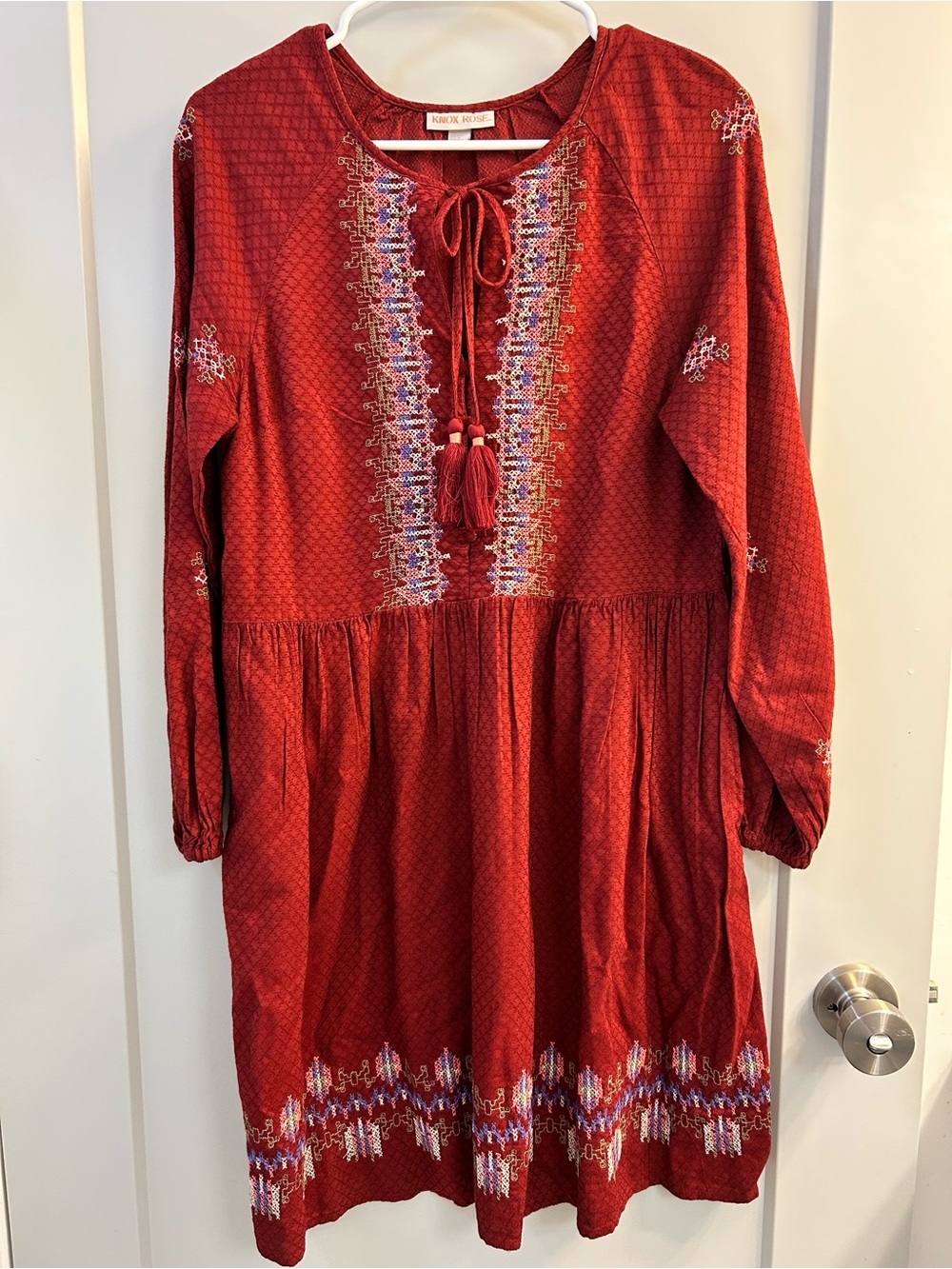 Knox Rose Red Embroidered Dress